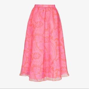 STAUD MATTIA SKIRT | FLORAL WAVE NECTARINE - PINK & ORANGE FLORAL PATTERN SIZE M